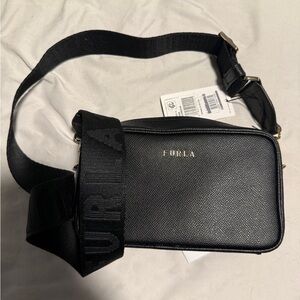 Furla Black Textured Shoulder Bag
